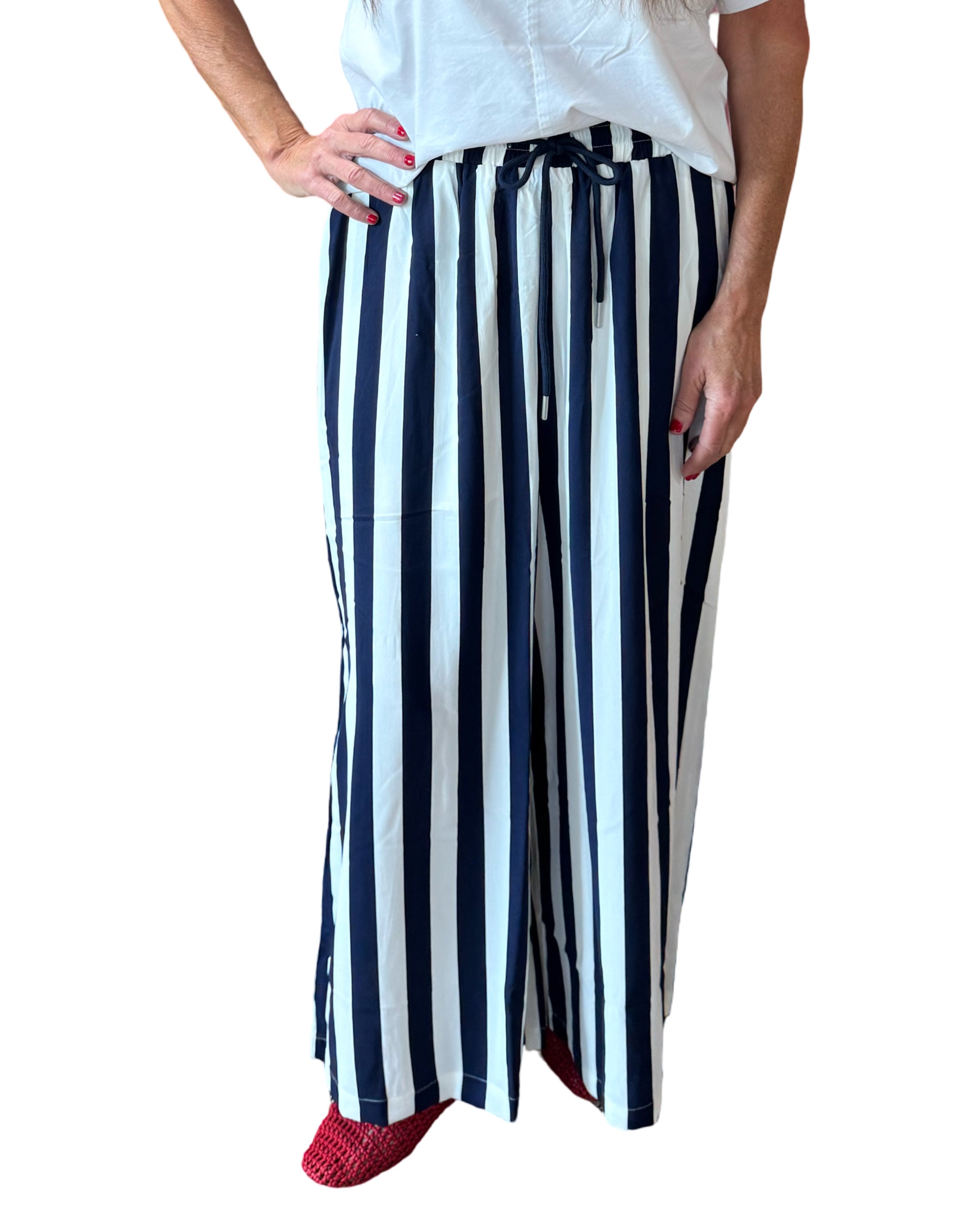 ANNIEWEAR AP6759S Vertical Striped Wide Leg Pant | Solon Douglas & Co.